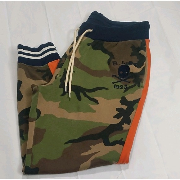 Men's Polo Ralph Lauren Camo And Orange Joggers Size S - Picture 1 of 11